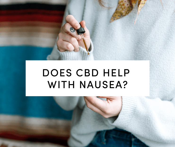 Woman holding tincture - CBD may help with nausea