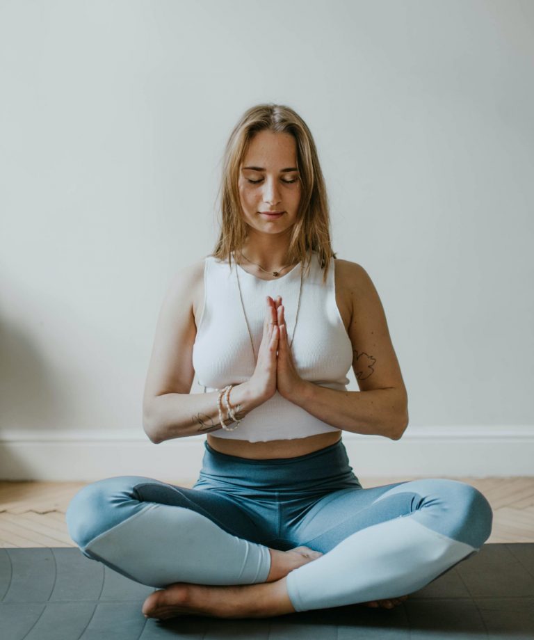 Woman meditating and relaxing