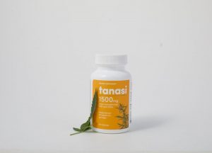 Tanasi CBD capsules with hemp leaf