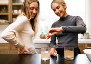 Women using CBD water soluble