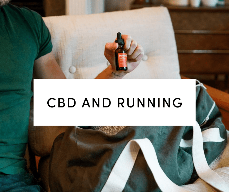 cbd and running: man holding cbd tincture over gym bag