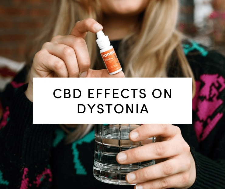 CBD Effects on Dystonia: Woman holding tanasi cbd water soluble