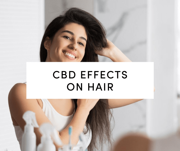 CBD Effects on Hair: women looking at her hair in the mirror