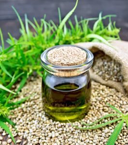 hemp seed oil, seeds, and leaves