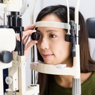 CBD Glaucoma - asian female at the optometrist