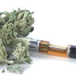 CBD Vape Juice Drug Test - vaping pen and some cannabis by its side