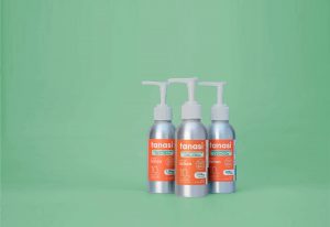 Three bottles of CBD lotion